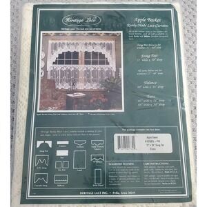 Heritage Lace Curtains Apple Basket 72x38 Swag Pair ECRU NOS SEALED USA MADE